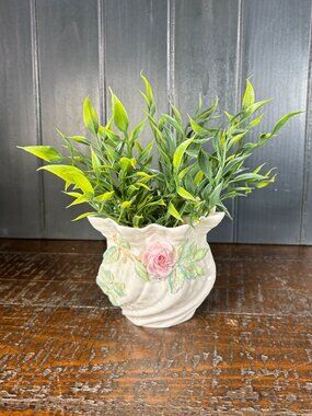 Vintage Belleek Ireland Planter, Porcelain Cachepot, Early 4th Mark 1946-1955